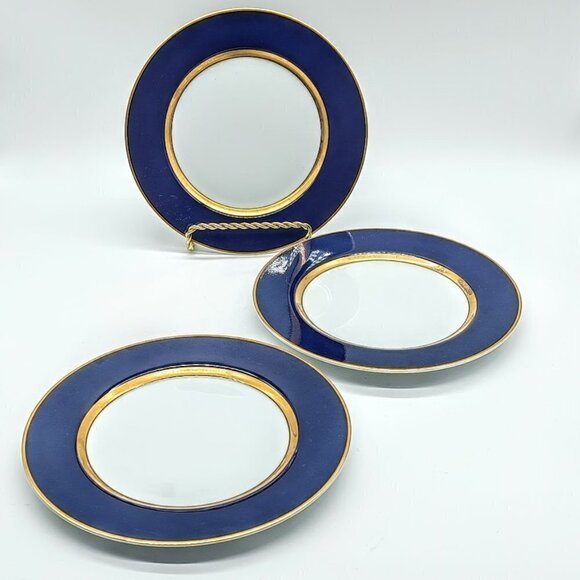Fitz And Floyd Renaissance Cerulean Blue Bread Plates (3) - Picture 1 of 4